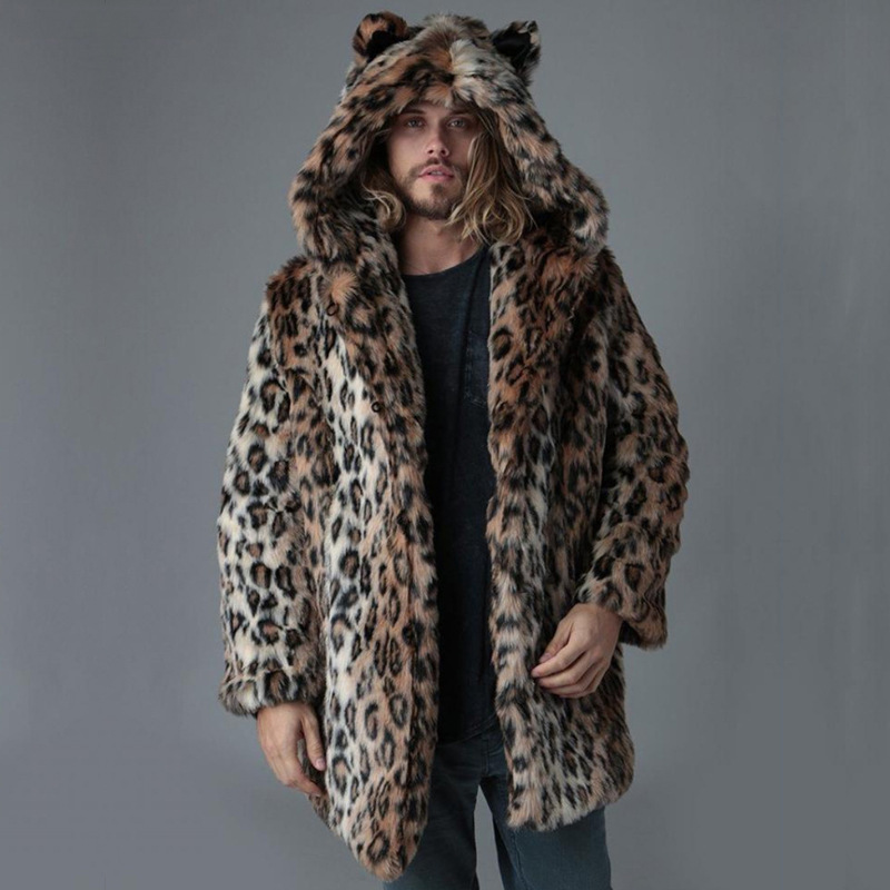 Winter Clothing Clearance - Men Faux Fur Jacket Winter Coat