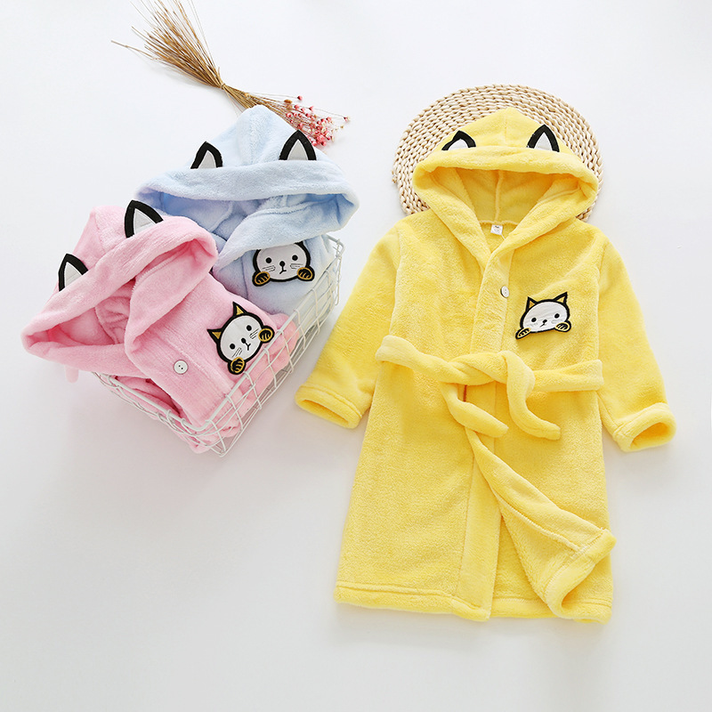Kids Cartoon Cat Robes New Win - Winter Clothing For Baby Girl 评论和价格
