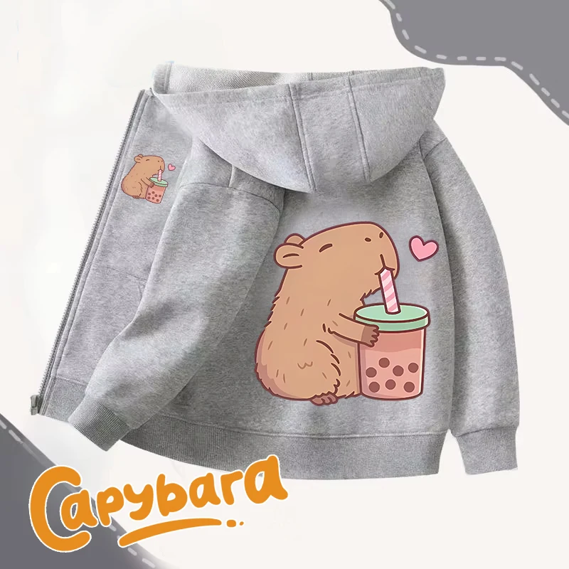 Capybara Zipper Hoodies Coats  - Winter Clothing Girls 评论和价格