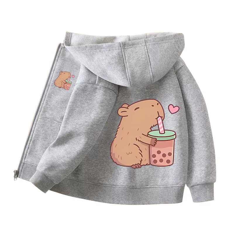 Capybara Zipper Hoodies Coats  - Winter Clothing Girls 评论和价格