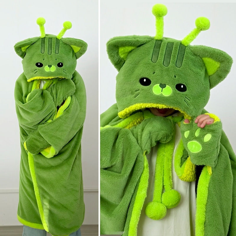Cartoon Cute Alien Cat Hooded  - Winter Clothing Girls 评论和价格