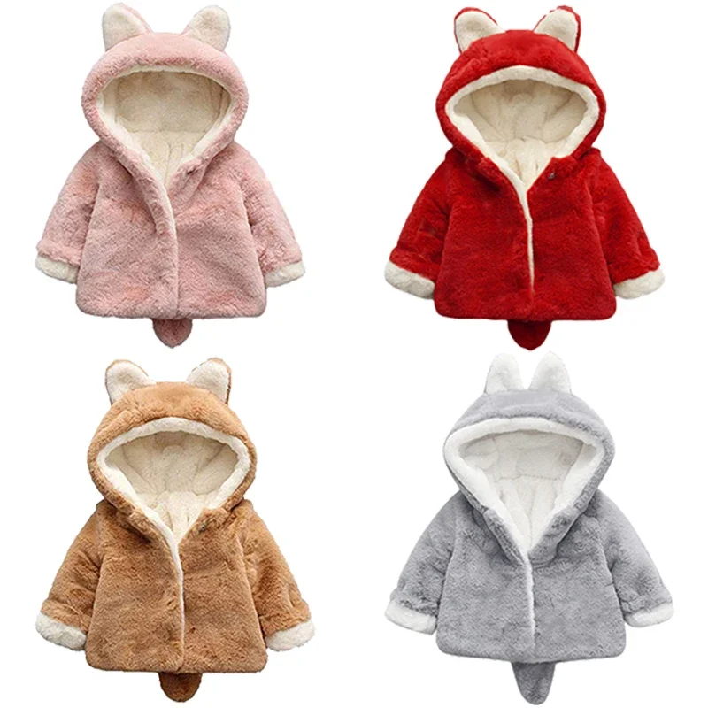Cute Cat Ears Plush Baby Jacke - Winter Clothing For Baby Girl 评论和价格