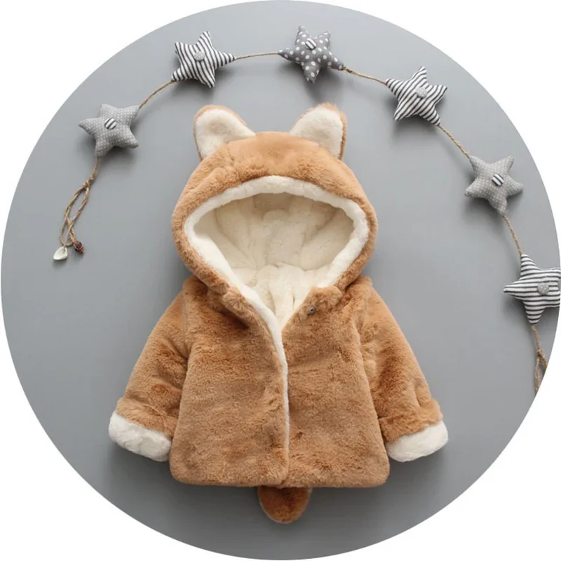 Cute Cat Ears Plush Baby Jacke - Winter Clothing For Baby Girl 评论和价格