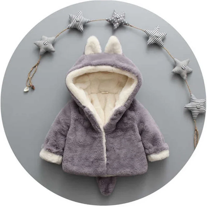 Cute Cat Ears Plush Baby Jacke - Winter Clothing For Baby Girl 评论和价格