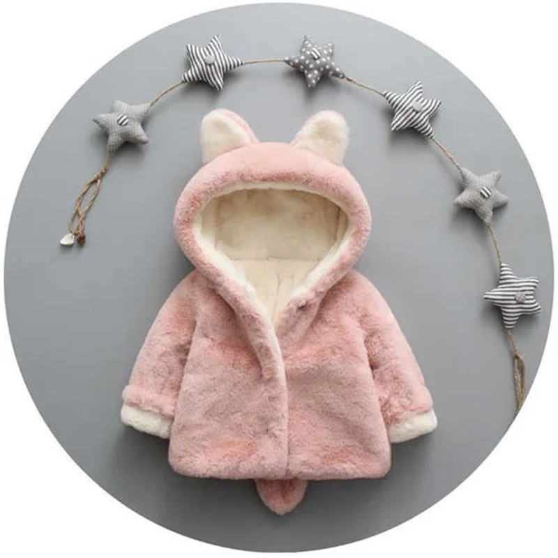Cute Cat Ears Plush Baby Jacke - Winter Clothing For Baby Girl 评论和价格