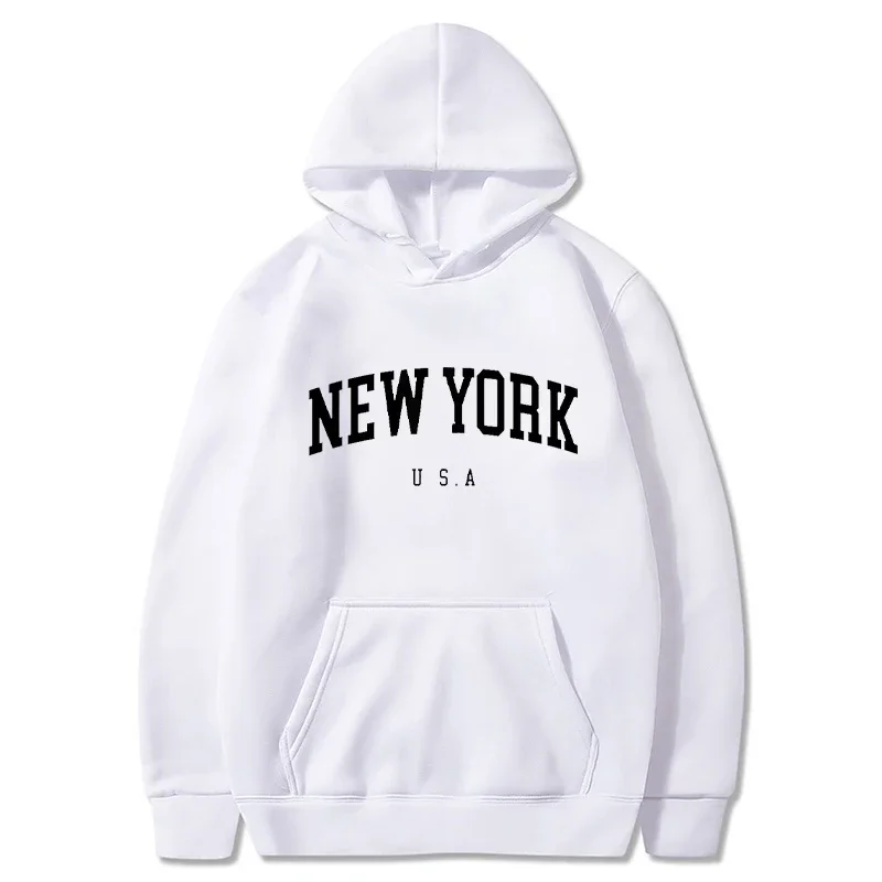 New York Print Men Women Hoodi - Winter Clothing New York 评论和价格