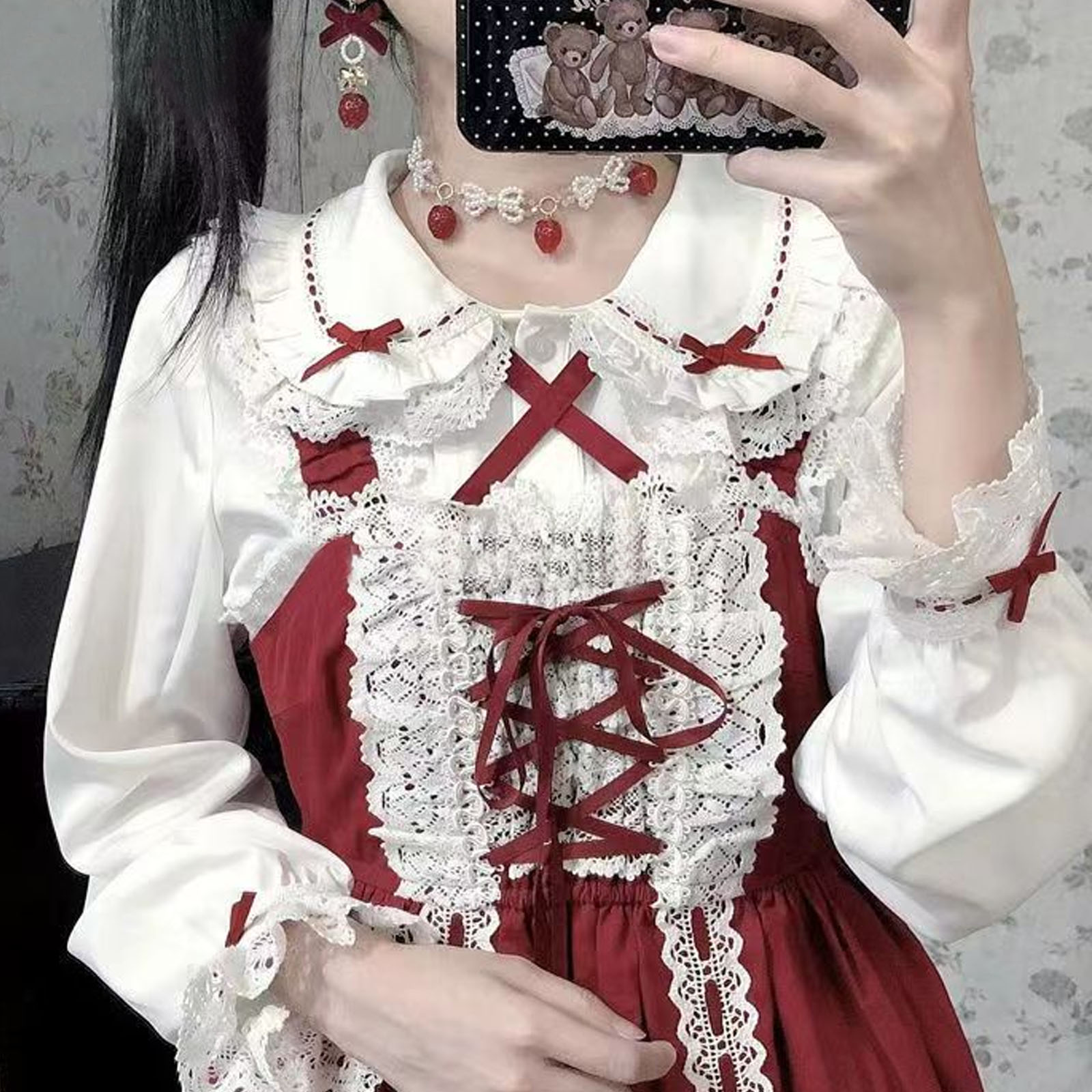 Japanese Lolita Style Lace Ruf - Winter Clothing Girls 评论和价格