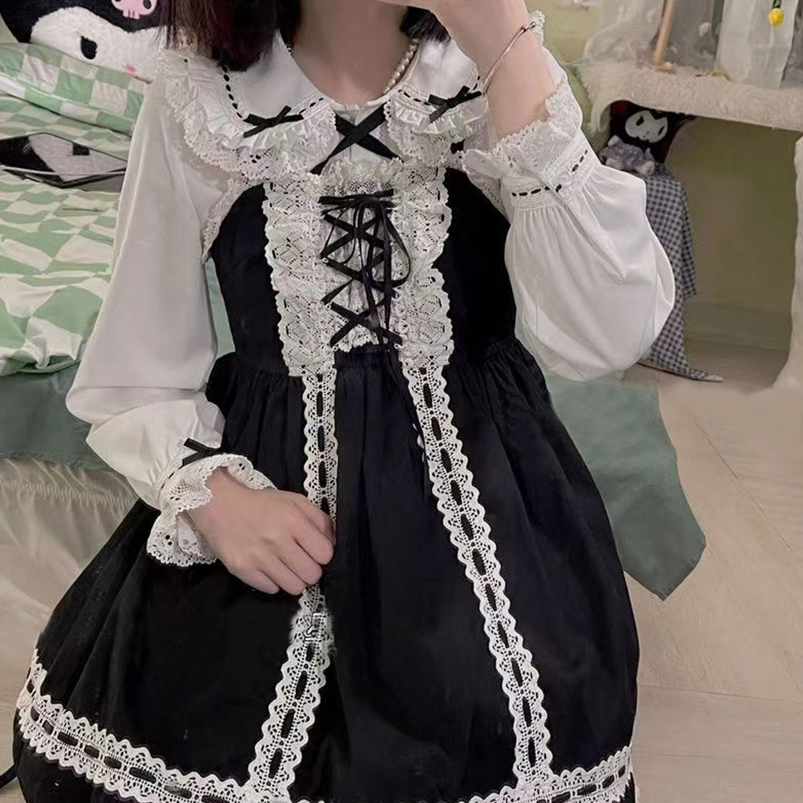 Japanese Lolita Style Lace Ruf - Winter Clothing Girls 评论和价格